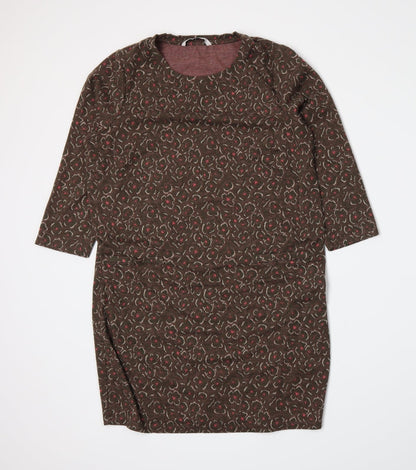 TU Womens Brown Floral Jersey A-Line  Size 14