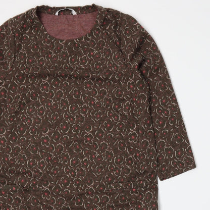 TU Womens Brown Floral Jersey A-Line  Size 14