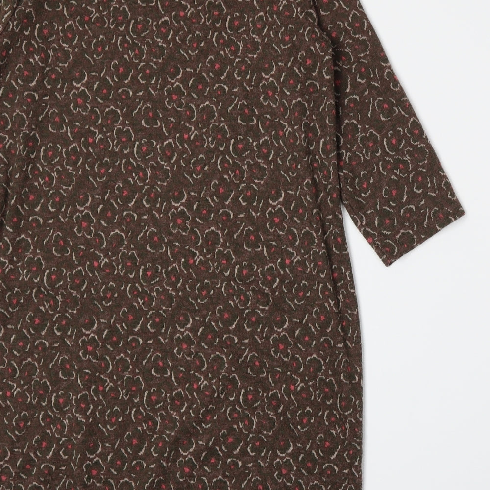 TU Womens Brown Floral Jersey A-Line  Size 14