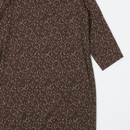 TU Womens Brown Floral Jersey A-Line  Size 14