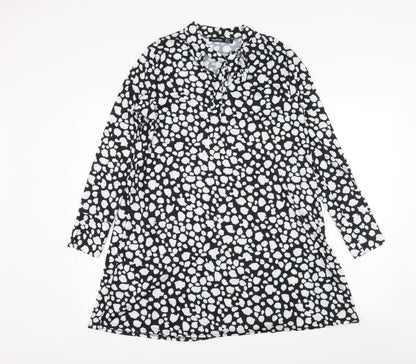 Boohoo Womens Black Polka Dot Jersey Skater Dress  Size 12  - Cut Out Neck