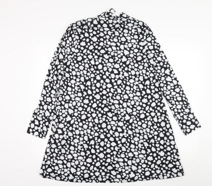 Boohoo Womens Black Polka Dot Jersey Skater Dress  Size 12  - Cut Out Neck