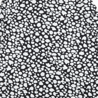 Boohoo Womens Black Polka Dot Jersey Skater Dress  Size 12  - Cut Out Neck