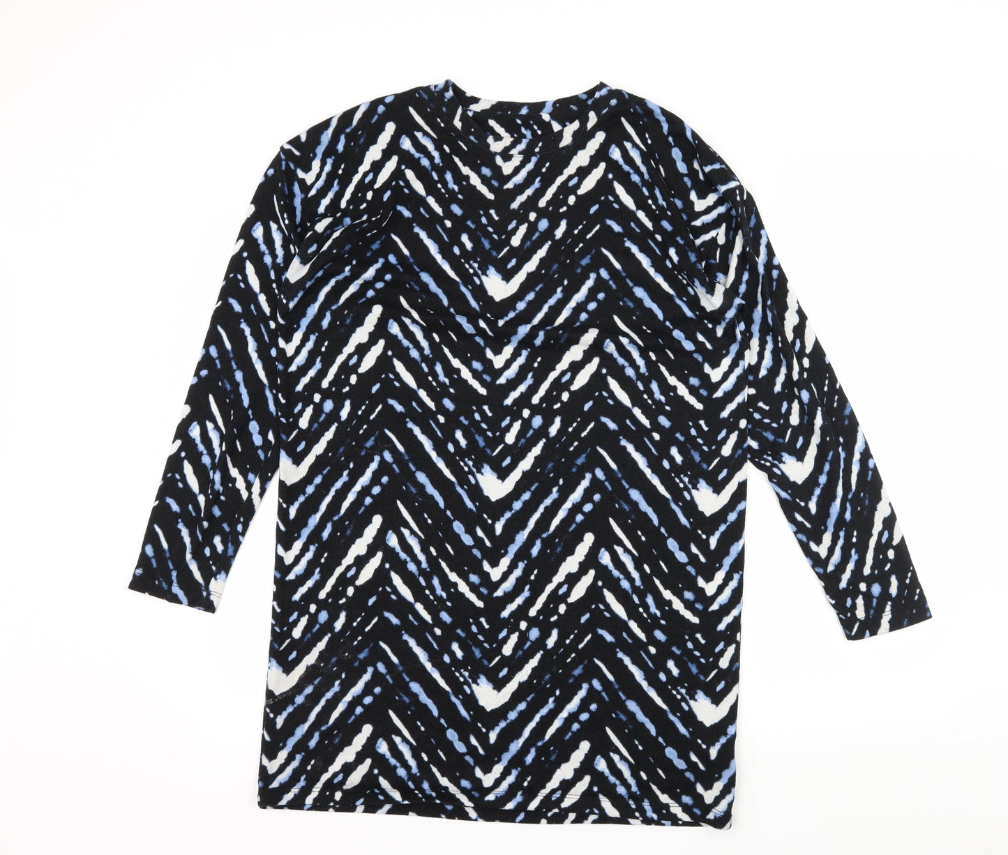 F&F Womens Blue Geometric Jersey A-Line  Size 14