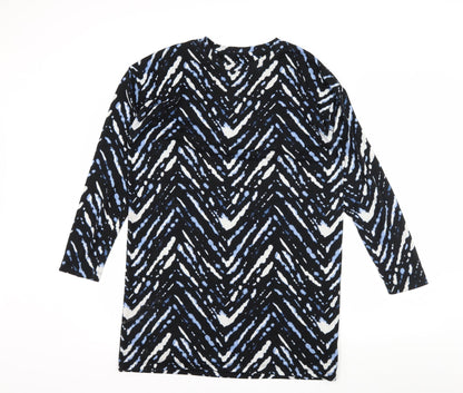 F&F Womens Blue Geometric Jersey A-Line  Size 14