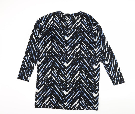 F&F Womens Blue Geometric Jersey A-Line  Size 14