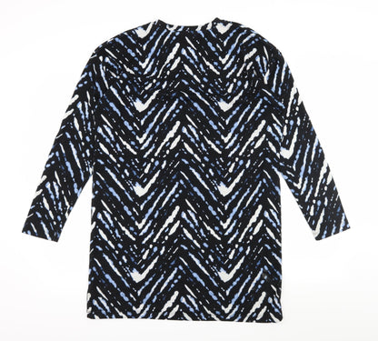 F&F Womens Blue Geometric Jersey A-Line  Size 14