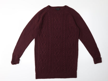 New Look Mens Red  Knit Pullover Jumper Size S
