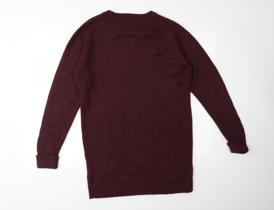 New Look Mens Red  Knit Pullover Jumper Size S