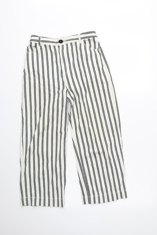 Monki Womens White Striped Denim Wide-Leg Jeans Size 6 L23 in