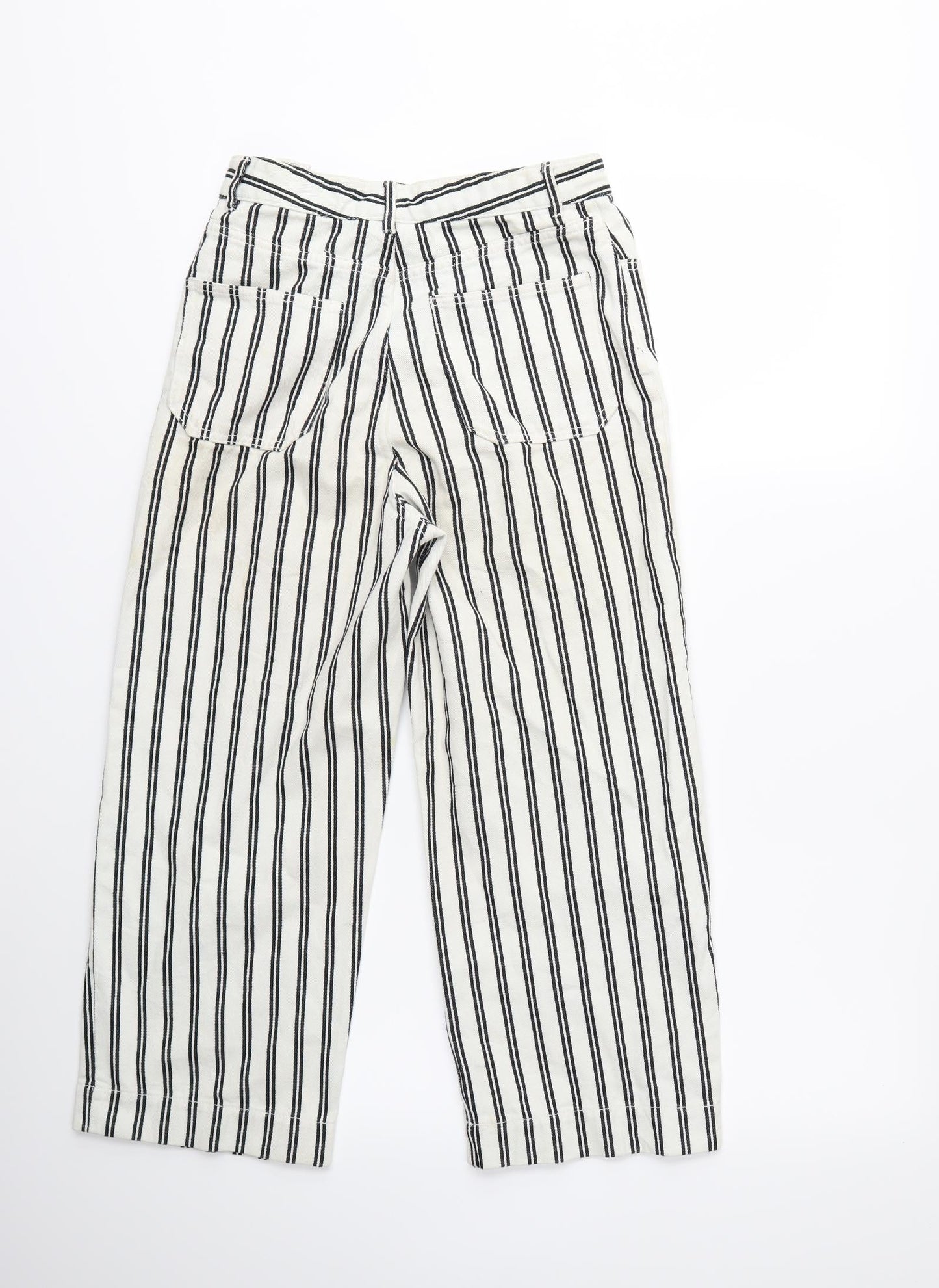Monki Womens White Striped Denim Wide-Leg Jeans Size 6 L23 in