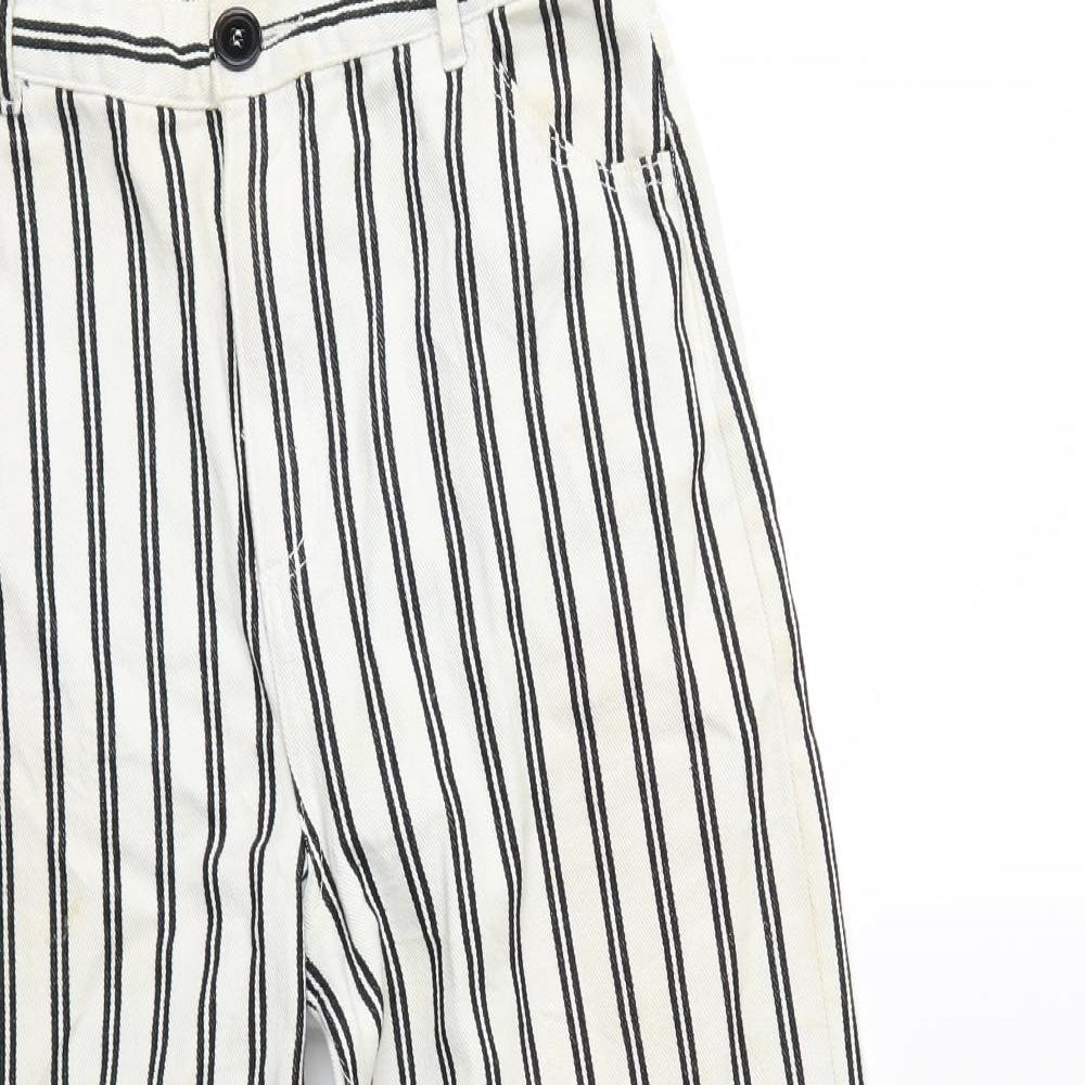 Monki Womens White Striped Denim Wide-Leg Jeans Size 6 L23 in