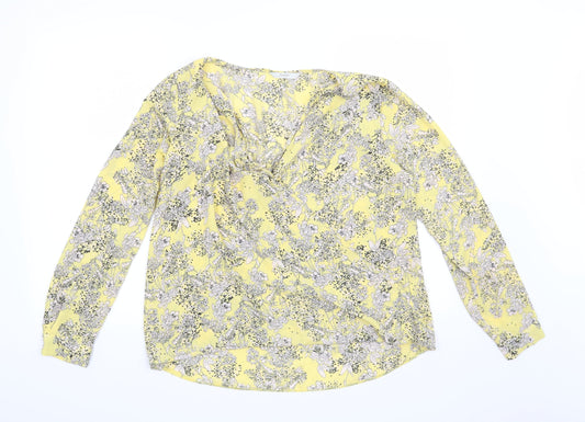 George Womens Yellow Floral  Basic Blouse Size 8