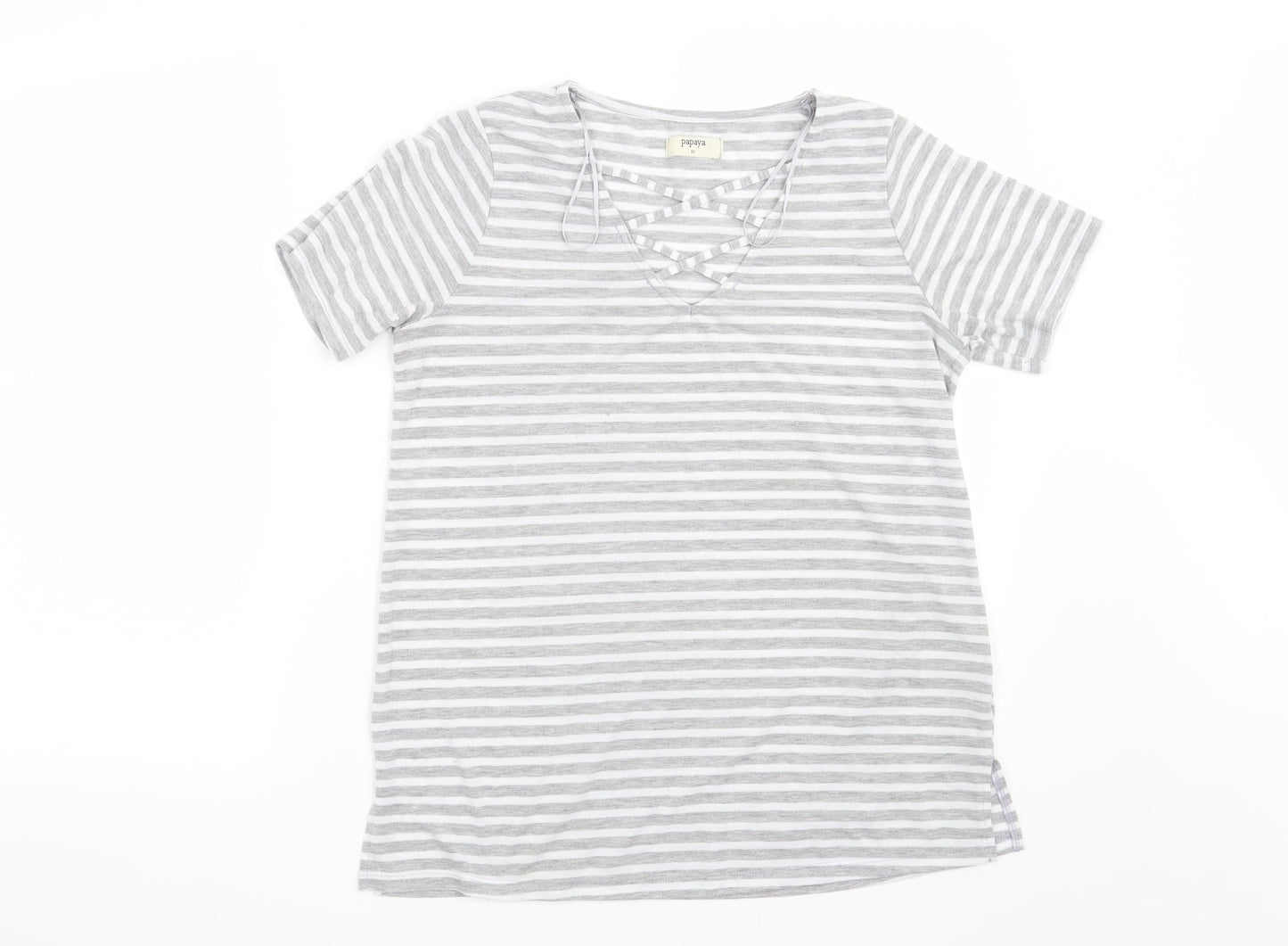 Womens UK Size M Papaya Grey Basic T-Shirt