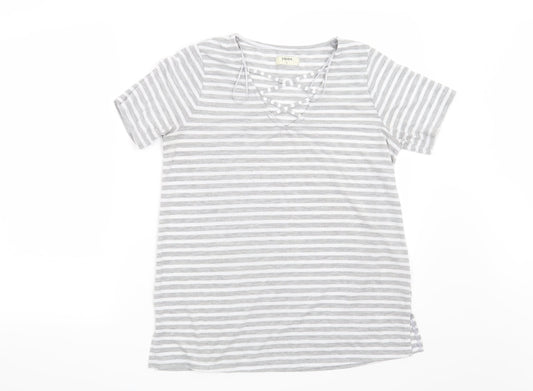 Papaya Womens Grey Striped  Basic T-Shirt Size M