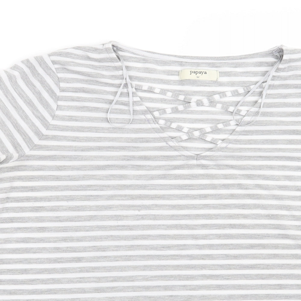 Womens UK Size M Papaya Grey Basic T-Shirt