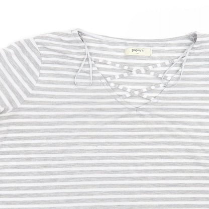Womens UK Size M Papaya Grey Basic T-Shirt