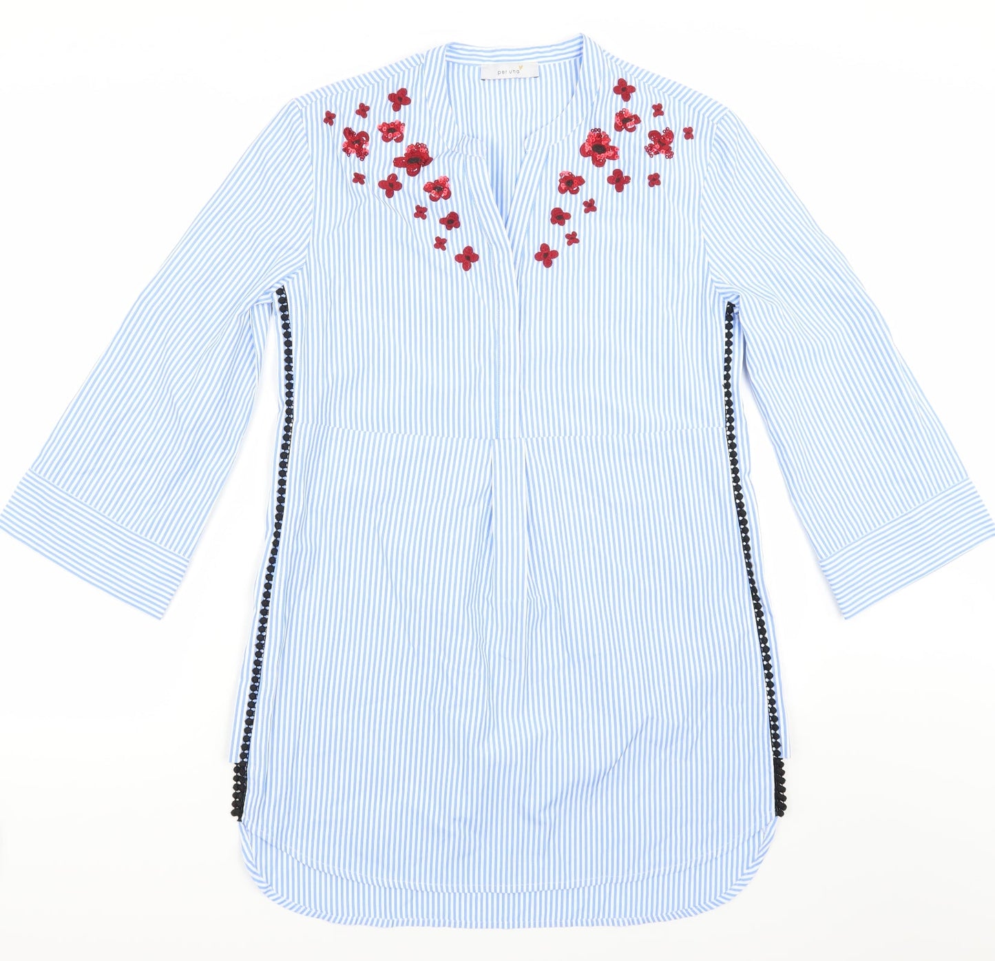 Per Una Womens Blue Striped  A-Line  Size 8