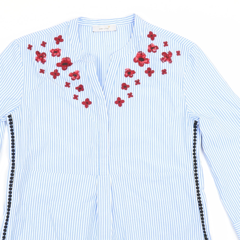 Per Una Womens Blue Striped  A-Line  Size 8