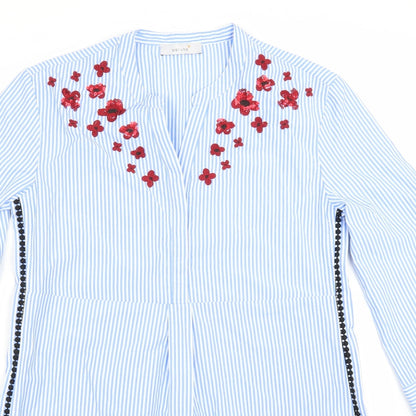 Per Una Womens Blue Striped  A-Line  Size 8