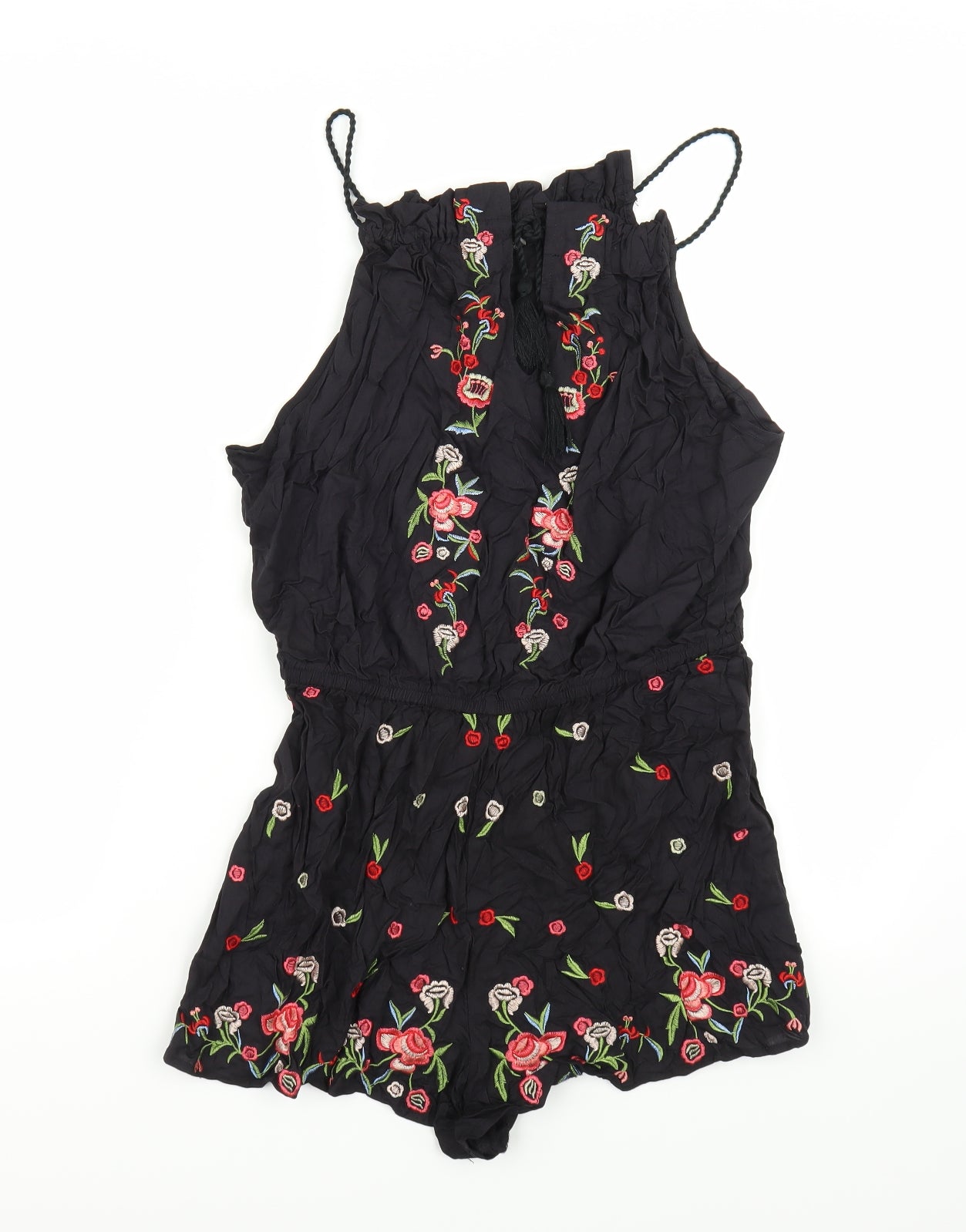 George Womens Black Floral  Playsuit One-Piece Size 8