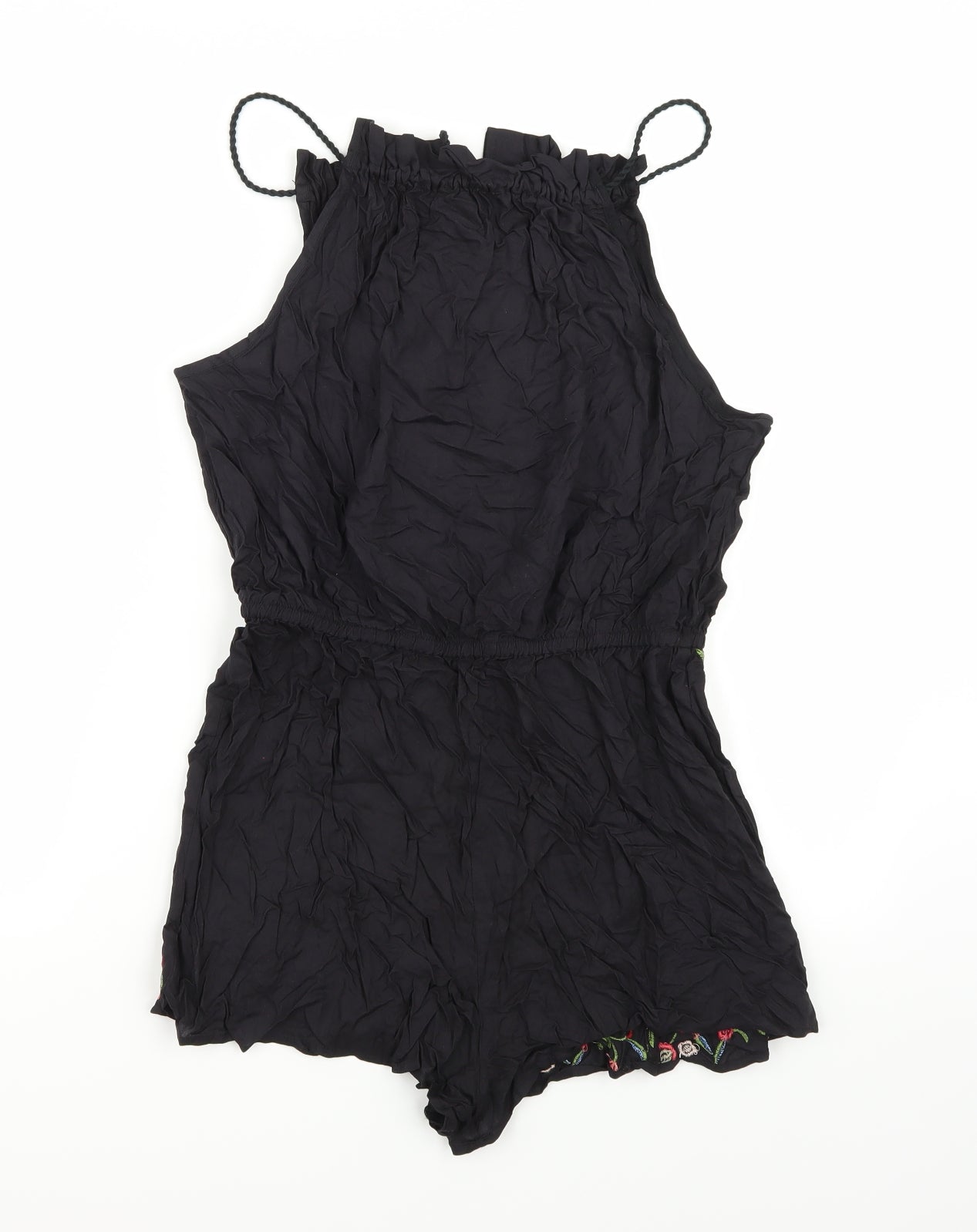 George Womens Black Floral  Playsuit One-Piece Size 8