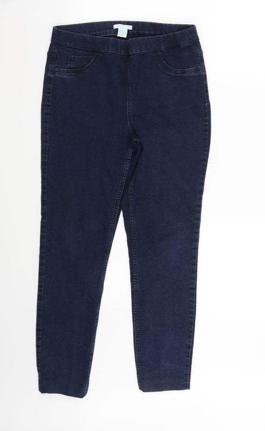Womens UK Size 10 H&M Regular Fit Cropped Blue Jeans