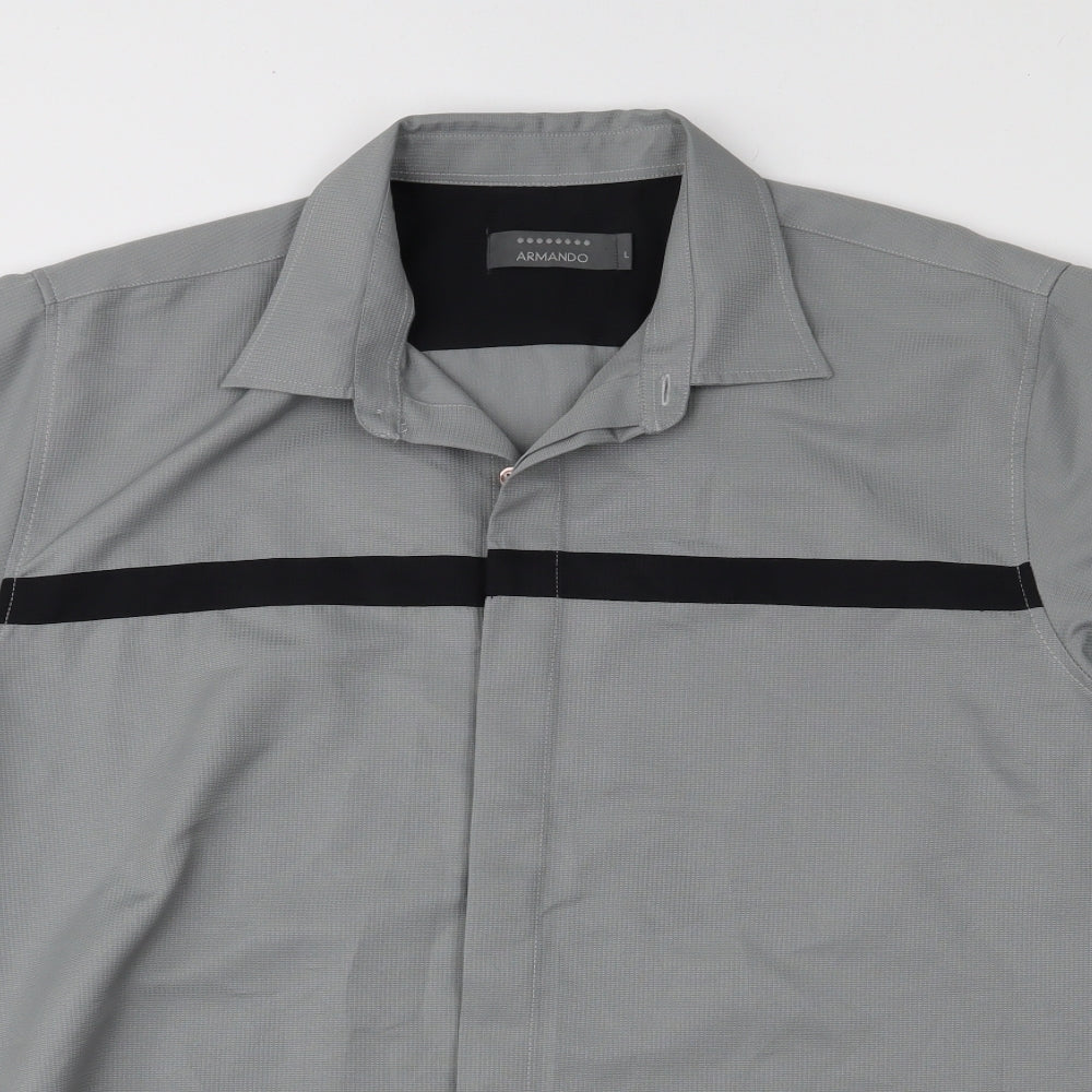 Armando Mens Grey    Button-Up Size L