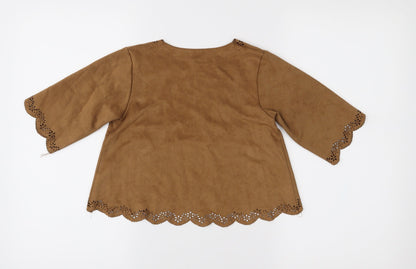 Matalan Girls Brown   Jacket  Size 4 Years  - Suede Effect