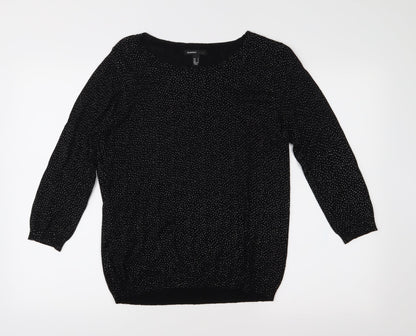 Mango Womens Black Polka Dot Knit Pullover Jumper Size M