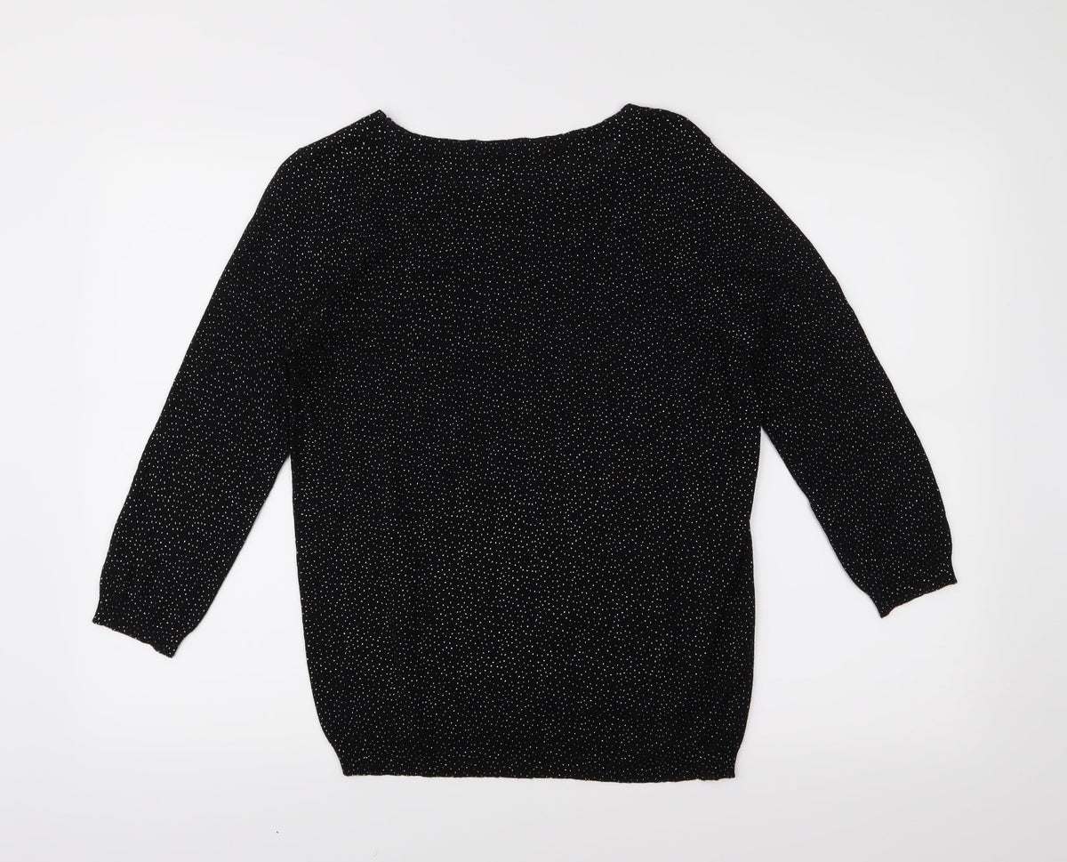 Mango Womens Black Polka Dot Knit Pullover Jumper Size M