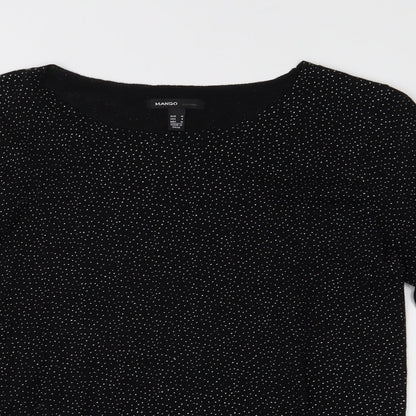 Mango Womens Black Polka Dot Knit Pullover Jumper Size M