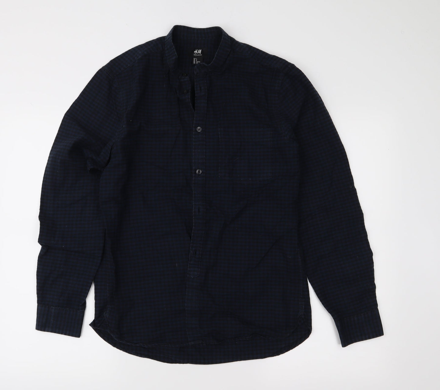 Mens UK Size S H&M Blue  Button-Up Long Sleeve Casual Shirt