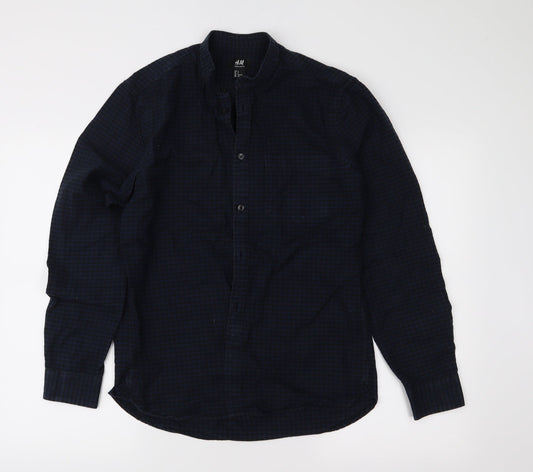 Mens UK Size S H&M Blue  Button-Up Long Sleeve Casual Shirt