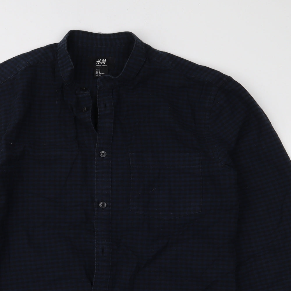 Mens UK Size S H&M Blue  Button-Up Long Sleeve Casual Shirt