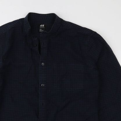 Mens UK Size S H&M Blue  Button-Up Long Sleeve Casual Shirt