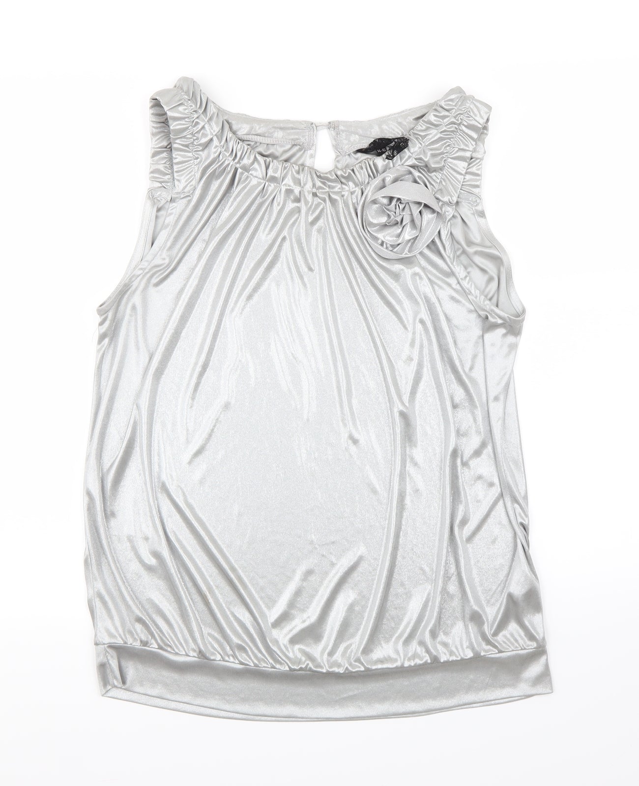 Evie Womens Silver   Basic Blouse Size 14