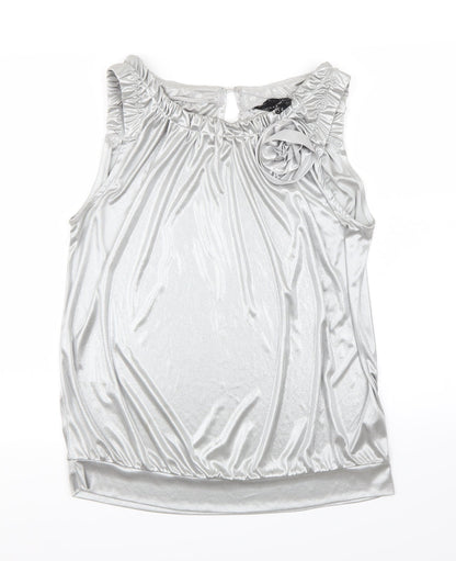 Evie Womens Silver   Basic Blouse Size 14