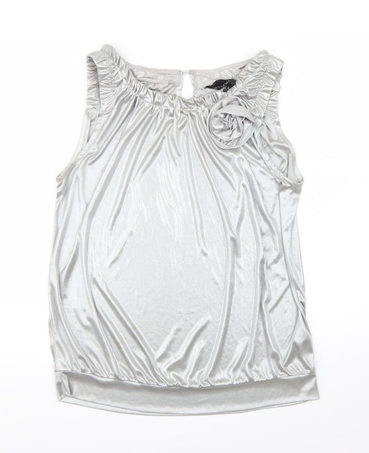 Evie Womens Silver   Basic Blouse Size 14