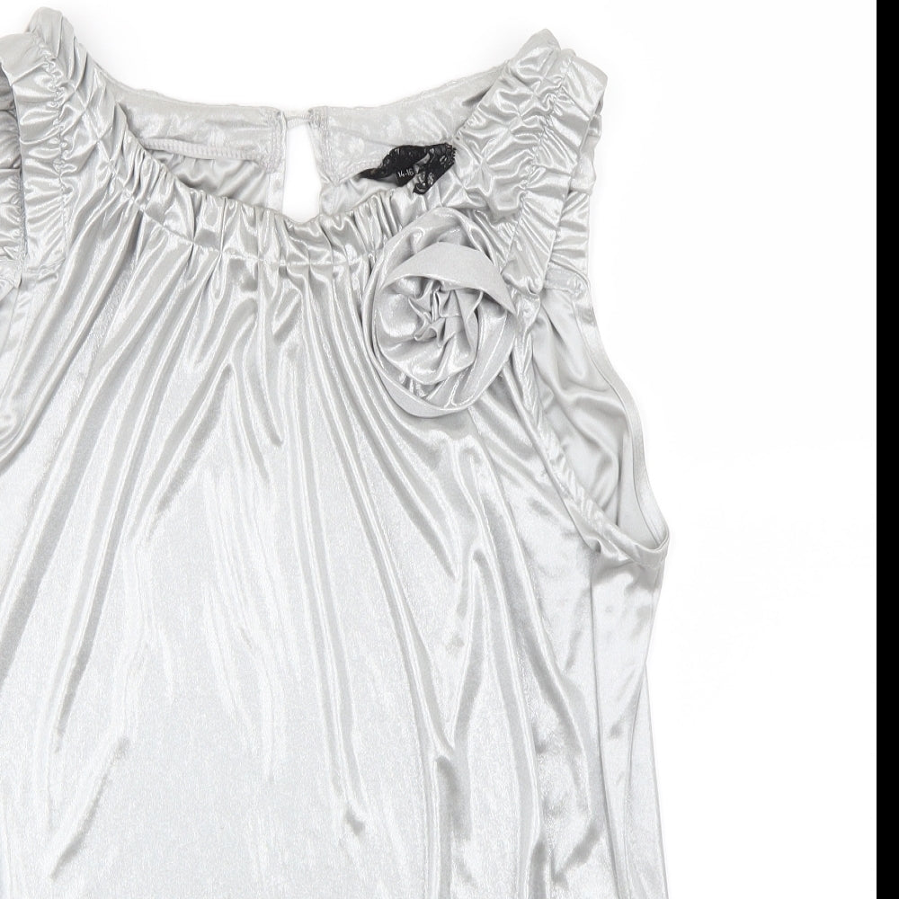 Evie Womens Silver   Basic Blouse Size 14