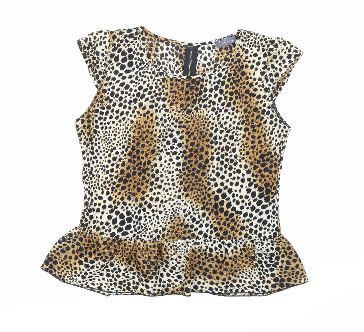 Lay Womens Beige Animal Print  Basic Blouse Size 10