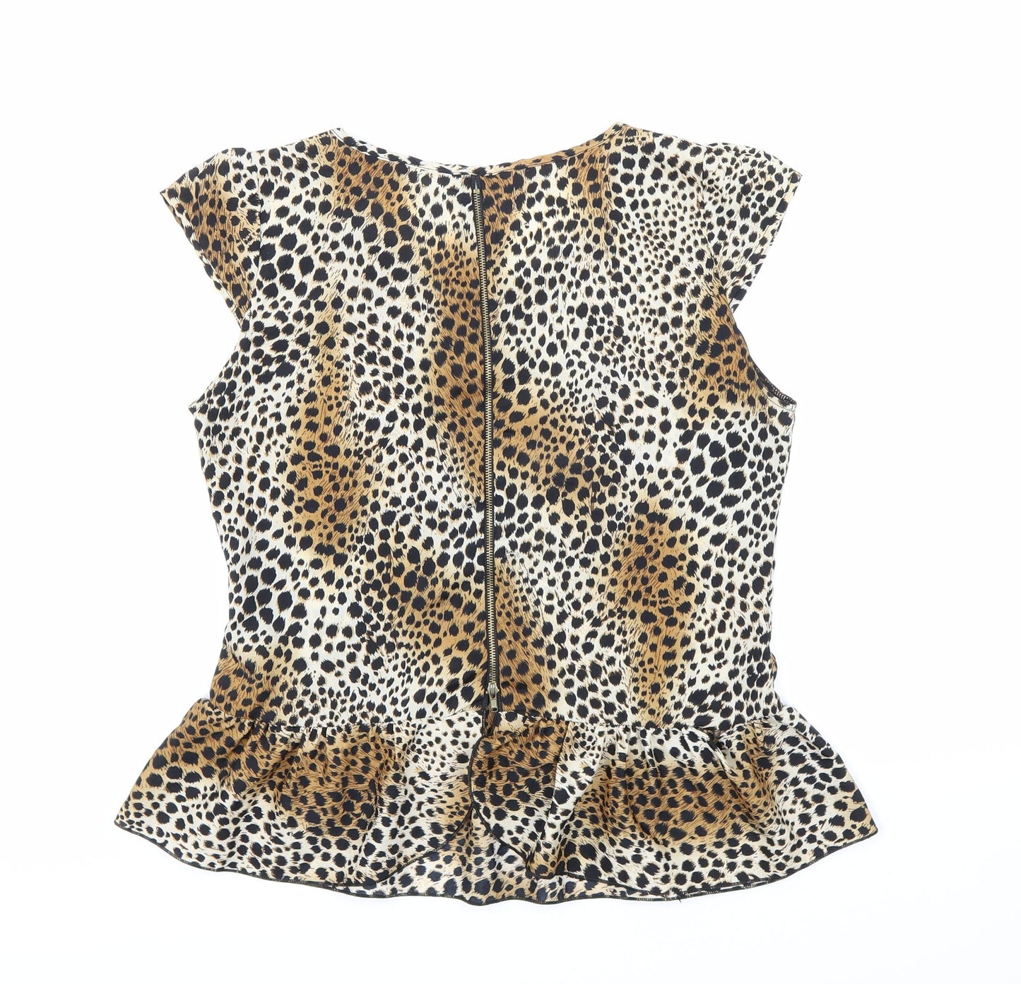 Lay Womens Beige Animal Print  Basic Blouse Size 10