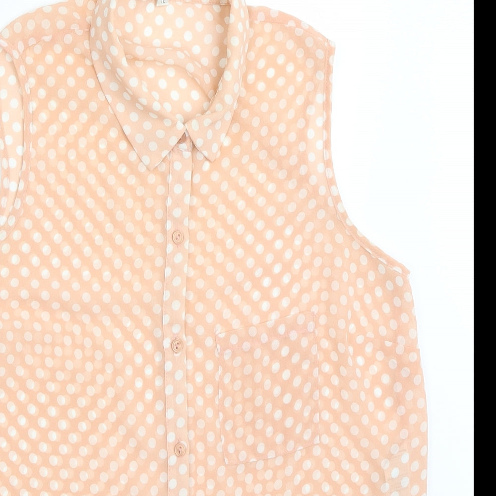 Newlook  Womens Pink Polka Dot  Basic Blouse Size 12