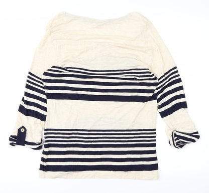 PERUNA Mens White Striped   T-Shirt Size 14