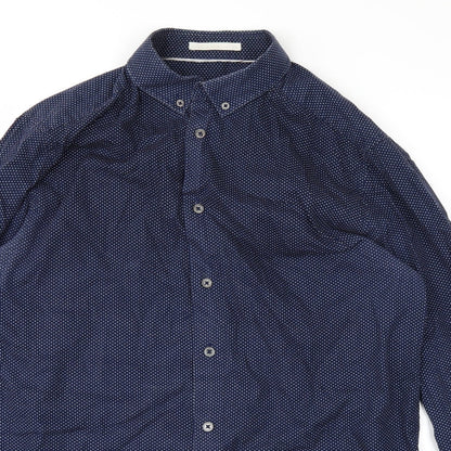 Tailored Originals Mens Blue Polka Dot   Button-Up Size M