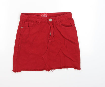 Denim Club Womens Red  Denim A-Line Skirt Size 8