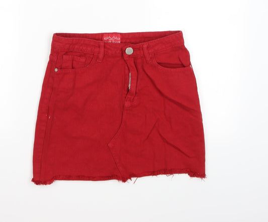 Denim Club Womens Red  Denim A-Line Skirt Size 8