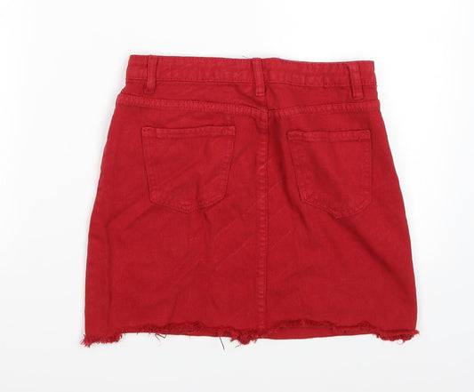 Denim Club Womens Red  Denim A-Line Skirt Size 8