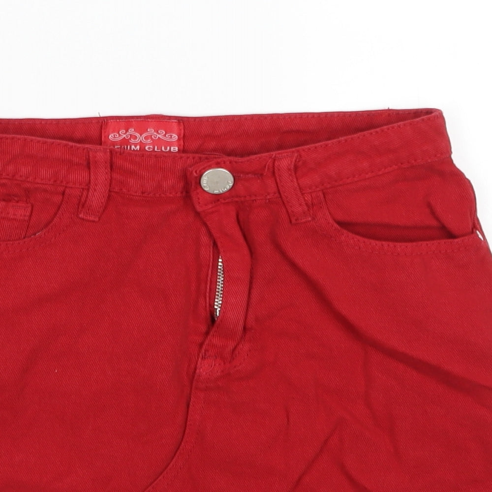 Denim Club Womens Red  Denim A-Line Skirt Size 8