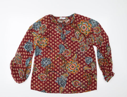 Papaya Womens Red Floral  Basic Blouse Size 10